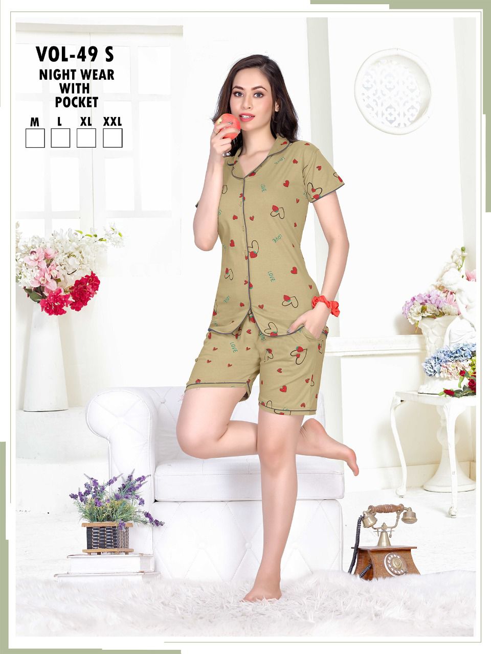 Ft Collor Shorts Ns 49 Daily Wear Cotton Shinker Wholesale Night Suits Collection
